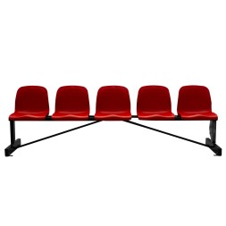 BANCO METÁLICO NEW CON ASIENTO ROJO PVC -5 PLAZAS-