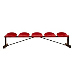 BANCO METÁLICO CON ASIENTOS ROJO PVC -5 PLAZAS-