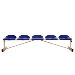 BANCO METÁLICO CON ASIENTOS AZUL PVC-5 PLAZAS-