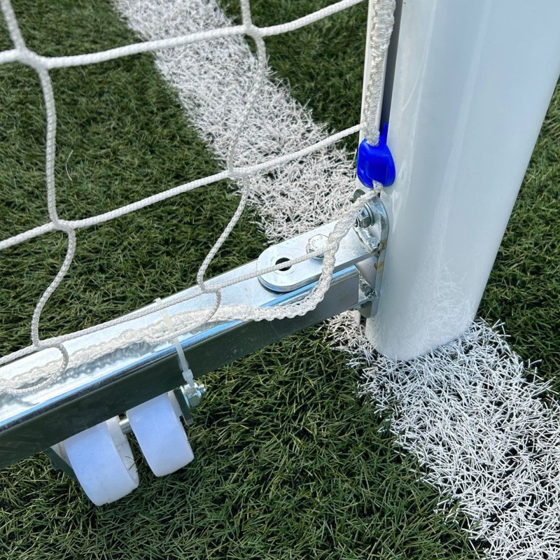 JUEGO PORTERÍAS ALUMINIO FÚTBOL 7 90 MM ABATIBLES CON ARQUILLOS CINCADOS