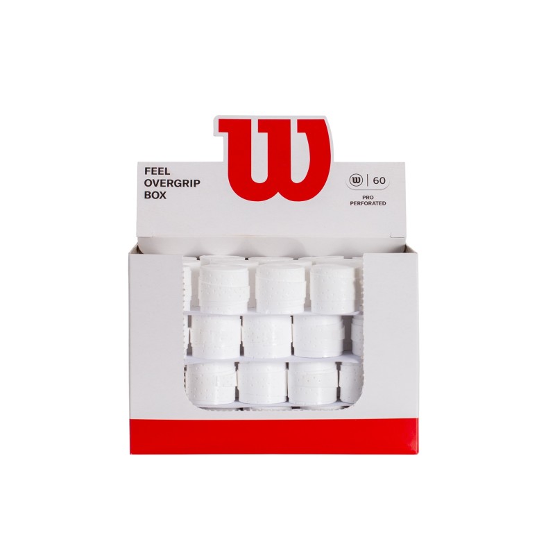 CAJA 60 OVERGRIPS WILSON BLANCO PRO PERFORADOS
