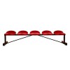 BANCO METÁLICO CON ASIENTOS ROJO PVC -5 PLAZAS-RESPALDO BAJO