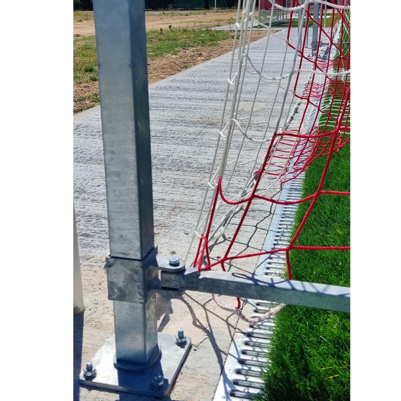 JUEGO PORTERÍAS ALUMINIO FÚTBOL 11  120X100 ABATIBLES CON ARQUILLOS GALVANIZADOS EN CALIENTE