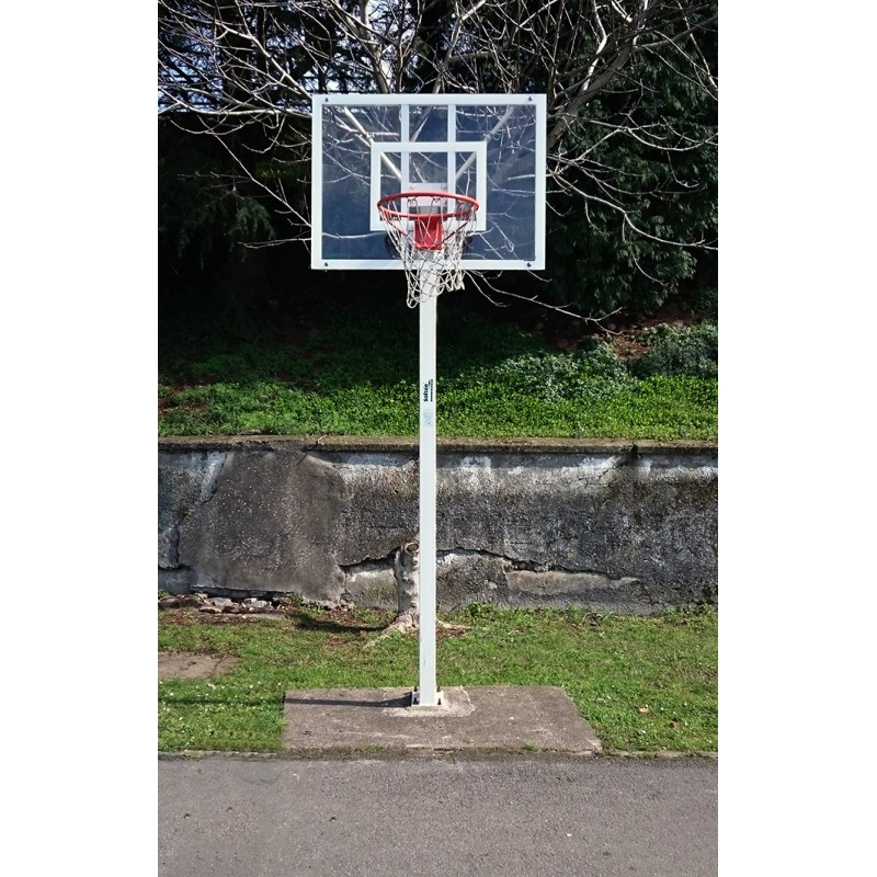 JUEGO DE 2 CANASTAS MINIBASKET DELUXE MONOTUBO TUBO 100 FIJAS CON BASE PARA ANCLAJE -SIN TABLERO NI ARO-