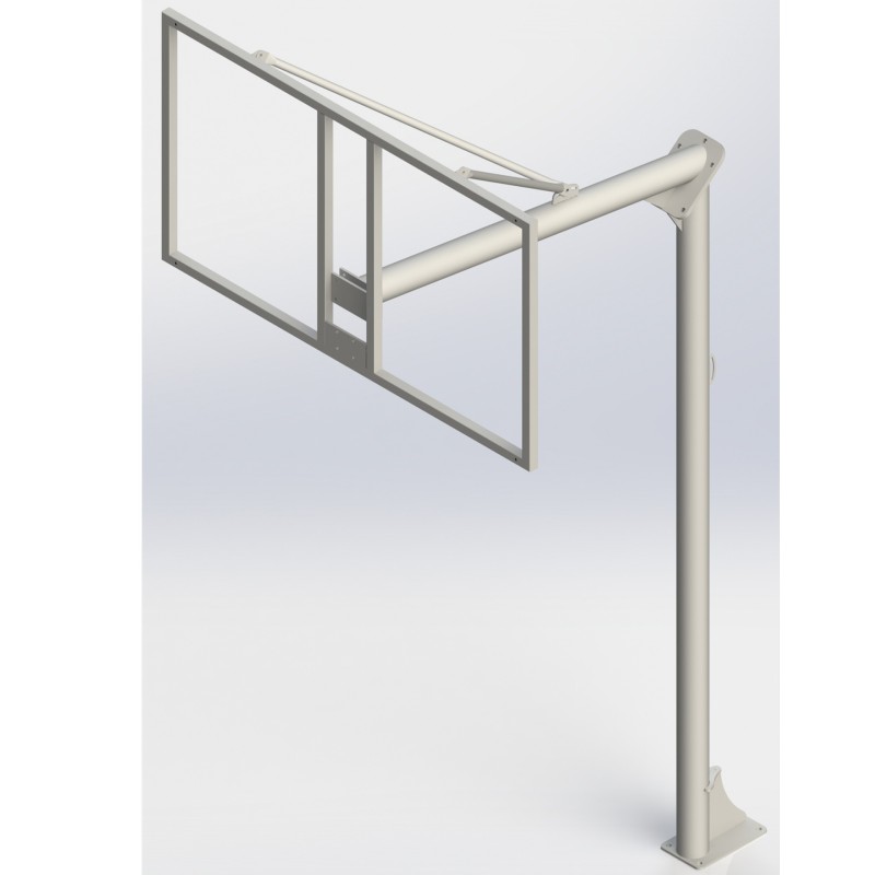 JUEGO DE 2 CANASTAS BALONCESTO MONOTUBO NEW TUBO 114 MM FIJAS  -SIN TABLERO, ARO- CON BASE DE ANCLAJE