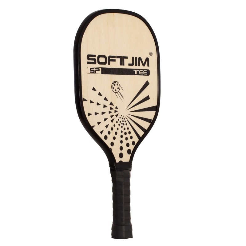 JUEGO DE 2 PALAS PICKLEBALL SOFTJIM MADERA CON PELOTA Y FUNDA