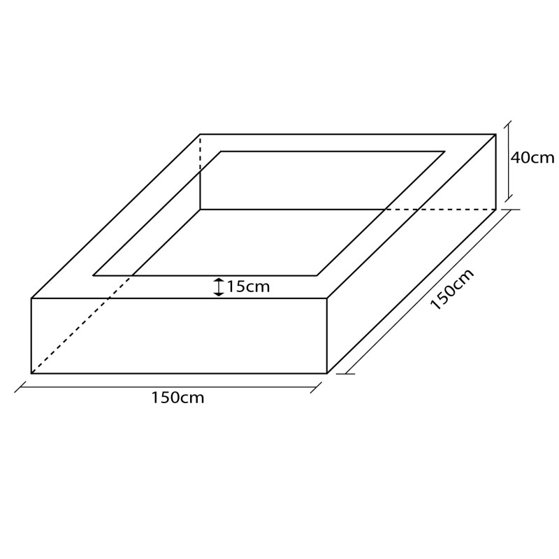PISCINA CUADRADA LLENADO PELOTAS, 150X150X40CM ALTO X 15CM ANCHO