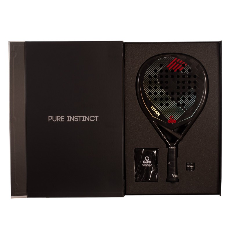 PACK PALA DE PÁDEL VIBOR-A TITAN 15K BLACK TWILL