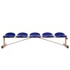 BANCO METÁLICO CON ASIENTOS AZUL PVC-5 PLAZAS- RESPALDO BAJO